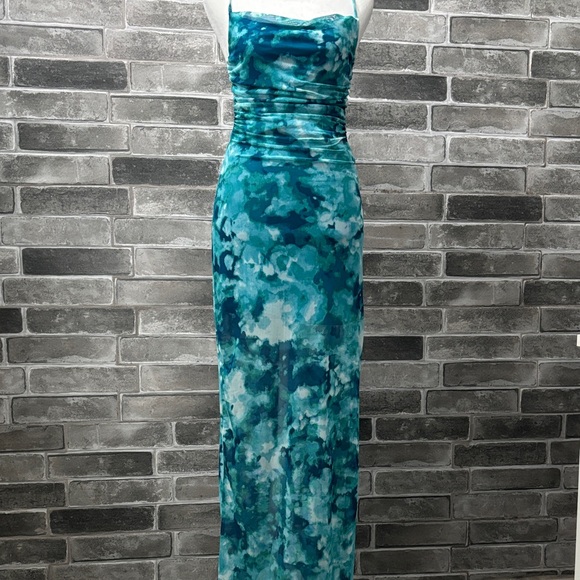 Dresses & Skirts - Elegant Blue Patterned Women's Dress